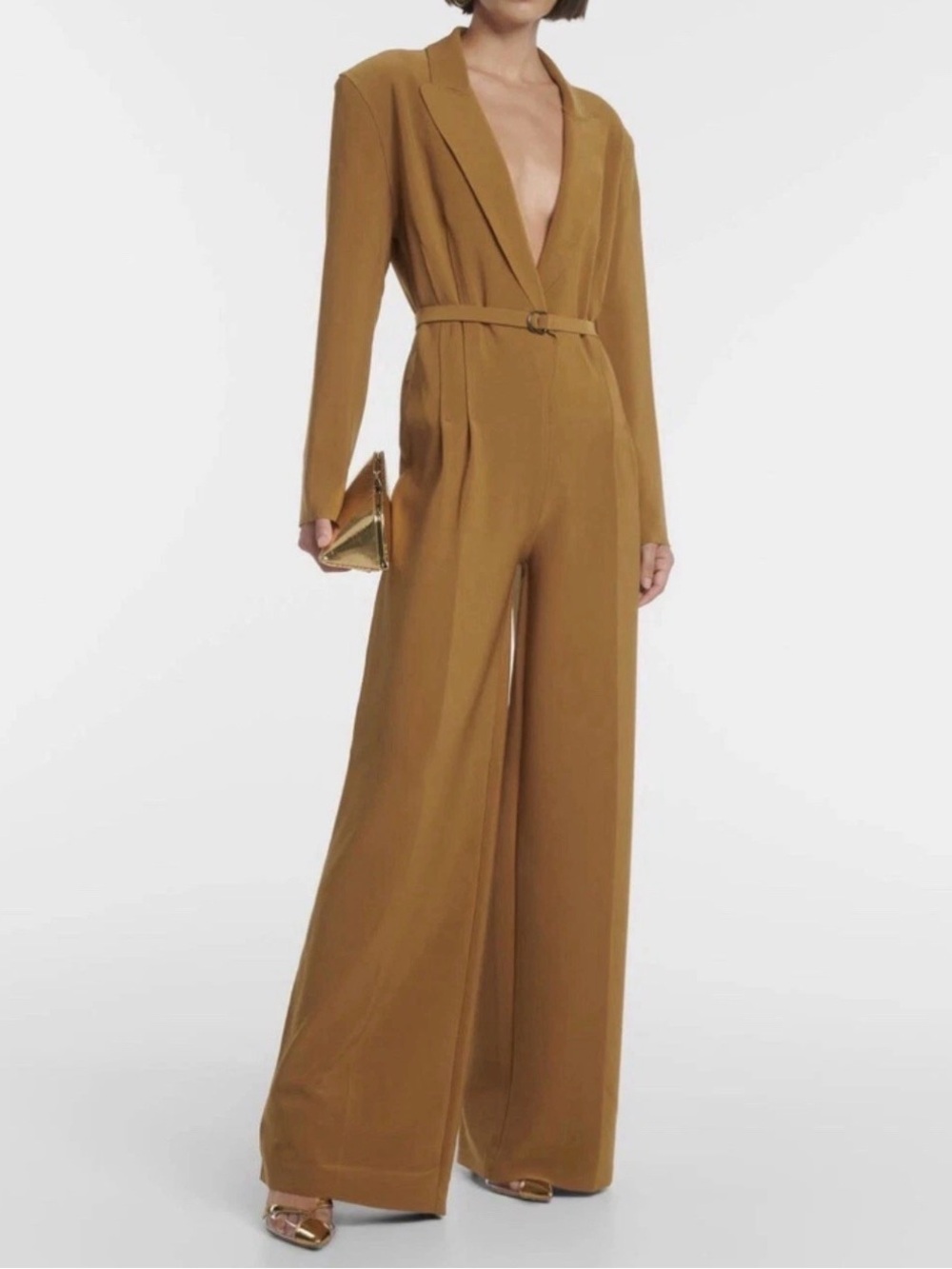Title: NWT NORMAKAMALI
SINGLE BREASTED STRAGHT LEG JUMPSUIT Color Woods M